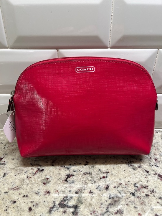 Coach Handbags - Coach Red Saffiano Patent Leather Cosmetic Case NWT